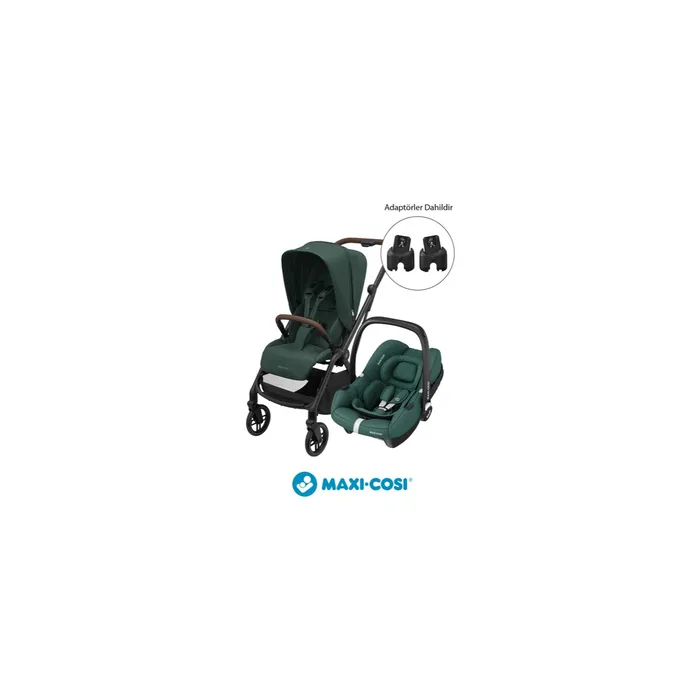Maxi-Cosi Leona2-Cabriofix I-Size Tek Elle Katlanabilen Ultra Kompakt Çift Yönlü Seyahat Sistem Bebek Arabası Green